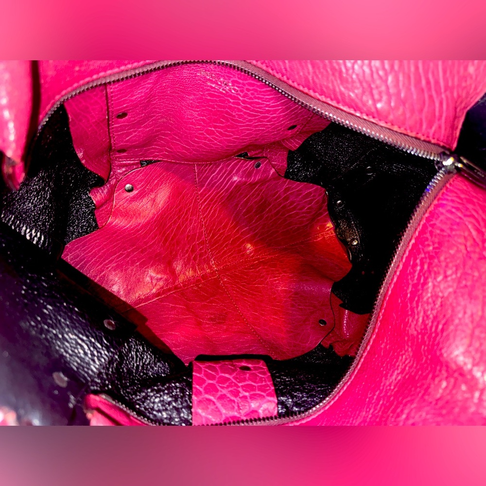 Jimmy Choo XL Tote Lockett -RARE-Cerise-Pebbled Leather AUTHENTIC JIMMY CHOO - Picture 10 of 16